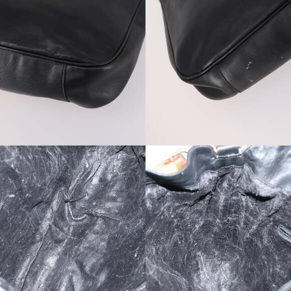 GUCCI Bamboo Hand Bag Leather Black Gold 001 1998 001 1998 - Picture 11 of 12